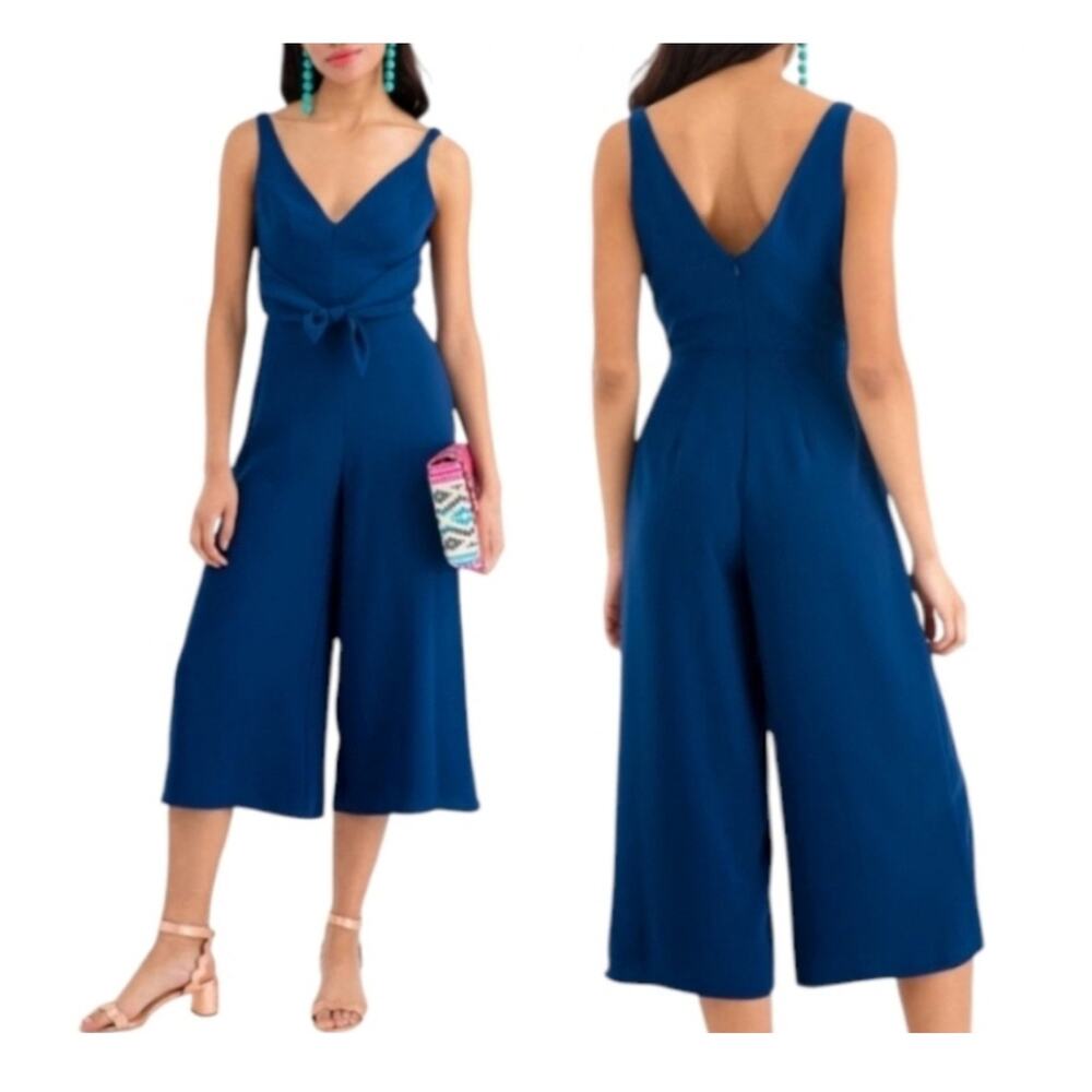 Amanda Uprichard Charter Tie Front Jumpsuit Navy Small
